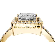 Halo Engagement Ring Setting for Princess Cut Center with Inner Milgrain Border and Prong Head in Yellow Gold