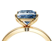 Solitaire Engagement Ring Setting for Fancy Blue Princess Cut Center with Thin Rounded Plain Band and Prong Head in Yellow Gold