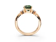 Solitaire Engagement Ring Setting for Fancy Green Radiant Cut Center with Grooved Bar Accent Band and Prong Head in Rose Gold