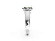 Solitaire Engagement Ring Setting for Fancy Green Pear-Shaped Center with Wide Band, Pave Collar and Prong Head in Platinum