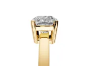 Solitaire Engagement Ring Setting for Cushion Cut Center with Plain Band and Flat Tab Prong Head in Yellow Gold