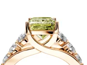 Solitaire Engagement Ring Setting for Fancy Yellow Princess Cut Center with Graduated Shared Prongs and Prong Head in Rose Gold