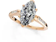 Solitaire Engagement Ring Setting for Marquise Center with Channel Accents and Prong Head in Rose Gold