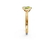 Solitaire Engagement Ring Setting for Fancy Yellow Pear-Shaped Center with Engraved Milgrain Band and Prong Head in Yellow Gold