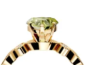 Solitaire Engagement Ring Setting for Fancy Yellow Heart-Shaped Center with Milgrain Bezel Accents and Prong Head in Yellow Gold