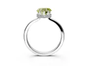 Hidden Halo Engagement Ring Setting for Fancy Yellow Heart-Shaped Center with Wide Flat Plain Band and Prong Head in White Gold