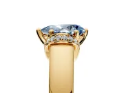 Solitaire Engagement Ring Setting for Fancy Blue Pear-Shaped Center with Wide Band, Pave Collar and Prong Head in Yellow Gold