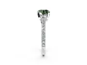 Solitaire Engagement Ring Setting for Fancy Green Round Cut Center with Widening Pave Band and Claw Prong Head in Platinum