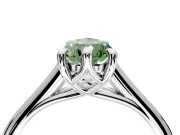 Solitaire Engagement Ring Setting for Fancy Green Pear-Shaped Center with Cathedral Band and Prong Head in Sterling Silver