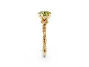 Solitaire Engagement Ring Setting for Fancy Yellow Round Cut Center with Twist Band and Bead Prong Head in Yellow Gold