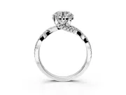 Solitaire Engagement Ring Setting for Round Cut Center with Narrow Twist Pave Band and Prong Head in Platinum