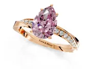 Side Accent Engagement Ring Setting for Fancy Pink Pear-Shaped Center with Accent Shoulders and Prong Head in Rose Gold