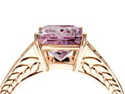 Split Shank Engagement Ring Setting for Fancy Pink Princess Cut Center with Pave Split Shank and Prong Head in Rose Gold