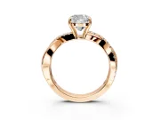 Crossover Engagement Ring Setting for Cushion Cut Center with Pave and Plain Strands and Prong Head in Rose Gold
