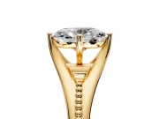 Solitaire Engagement Ring Setting for Oval Center with Milgrain Cathedral Band and Prong Head in Yellow Gold