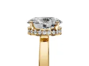 Hidden Halo Engagement Ring Setting for Oval Center with Wide Flat Plain Band and Prong Head in Yellow Gold