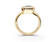 Solitaire Engagement Ring Setting for Asscher Cut Center with Wide Band and Bezel Head in Yellow Gold