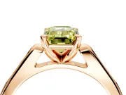 Solitaire Engagement Ring Setting for Fancy Yellow Emerald Cut Center with Channel Accents and Prong Head in Rose Gold