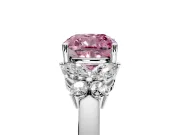 Solitaire Engagement Ring Setting for Fancy Pink Cushion Cut Center with Marquise Flower Shoulders and Prong Head in White Gold