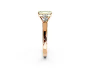 5 Stone Engagement Ring Setting for Fancy Yellow Emerald Cut Center with Equal Close-Set Accents and Prong Head in Rose Gold