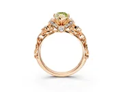 Solitaire Engagement Ring Setting for Fancy Yellow Marquise Center with Filigree Band and Prong Head in Rose Gold