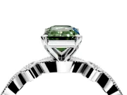 Solitaire Engagement Ring Setting for Fancy Green Emerald Cut Center with Milgrain Bezel Accents and Prong Head in Platinum