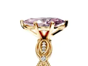Solitaire Engagement Ring Setting for Fancy Pink Marquise Center with Marquise Panel Band and Prong Head in Yellow Gold