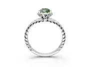 Halo Engagement Ring Setting for Fancy Green Pear-Shaped Center with Rope Twist Split Shank and Prong Head in Platinum