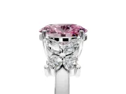 Floral Engagement Ring Setting for Fancy Pink Oval Center with Marquise Cluster Shoulders and Prong Head in Sterling Silver