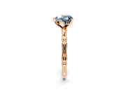 Solitaire Engagement Ring Setting for Fancy Blue Heart-Shaped Center with Bamboo Band and Prong Head in Rose Gold