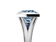 Solitaire Engagement Ring Setting for Fancy Blue Princess Cut Center with V Split Shank and Bezel Head in Platinum