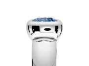 Solitaire Engagement Ring Setting for Fancy Blue Cushion Cut Center with Wide Band and Bezel Head in Platinum