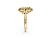 Starburst Halo Engagement Ring Setting for Fancy Yellow Marquise Center with Thin Round-Wire Band and Prong Head in Yellow Gold