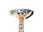 Solitaire Engagement Ring Setting for Fancy Blue Marquise Center with Large Accents and Prong Head in Rose Gold
