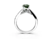 Solitaire Engagement Ring Setting for Fancy Green Radiant Cut Center with Crossover Accents and Prong Head in Platinum