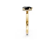 Hidden Halo Engagement Ring Setting for Fancy Black Pear-Shaped Center with Plain Band and Tall Prong Head in Yellow Gold