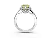 Solitaire Engagement Ring Setting for Fancy Yellow Asscher Cut Center with Wide Band, Pave Collar and Prong Head in Platinum