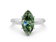 Solitaire Engagement Ring Setting for Fancy Green Marquise Center with Wide Knife Ridge Band and Prong Head in White Gold