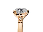Solitaire Engagement Ring Setting for Heart-Shaped Center with Beaded Shoulders and Prong Head in Rose Gold