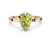 Hidden Halo Engagement Ring Setting for Fancy Yellow Pear-Shaped Center with Wide Flat Plain Band and Prong Head in Yellow Gold