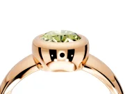 Solitaire Engagement Ring Setting for Fancy Yellow Oval Center with Wide Band and Bezel Head in Rose Gold