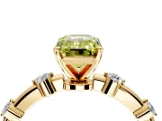 Solitaire Engagement Ring Setting for Fancy Yellow Emerald Cut Center with Bezel Station Band and Prong Head in Yellow Gold