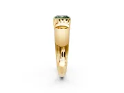 Tension Engagement Ring Setting for Fancy Green Cushion Cut Center with Wide Flat Band and Tension Head in Yellow Gold