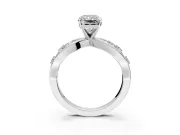 Solitaire Engagement Ring Setting for Radiant Cut Center with Criss-Cross Accent Band and Prong Head in Sterling Silver