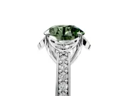 Floral Engagement Ring Setting for Fancy Green Round Cut Center with Four Accent Clusters and Prong Head in Platinum