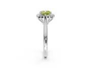 Starburst Halo Engagement Ring Setting for Fancy Yellow Cushion Cut Center with Thin Round-Wire Band and Prong Head in White Gold