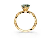 Solitaire Engagement Ring Setting for Fancy Green Heart-Shaped Center with Marquise Panel Band and Prong Head in Yellow Gold