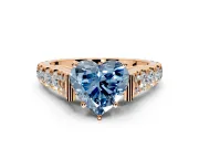 Solitaire Engagement Ring Setting for Fancy Blue Heart-Shaped Center with Pave Cathedral Shoulders and Prong Head in Rose Gold