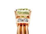 Solitaire Engagement Ring Setting for Fancy Yellow Princess Cut Center with Grooved Bar Accent Band and Prong Head in Rose Gold