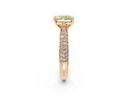 Solitaire Engagement Ring Setting for Fancy Yellow Radiant Cut Center with Multi-Row Accents and Prong Head in Rose Gold